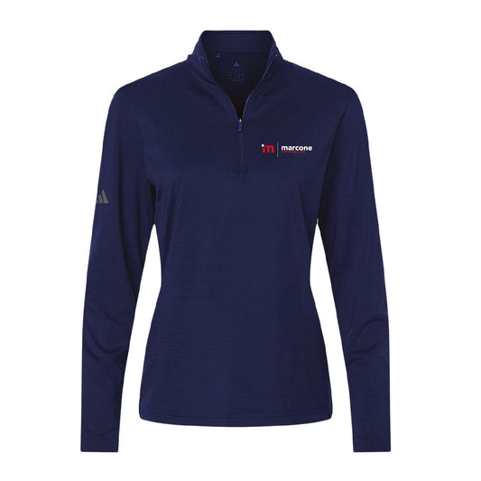 Adidas Women's Textured Stripe 1/4 Zip Pullover with Marcone Appliance Logo