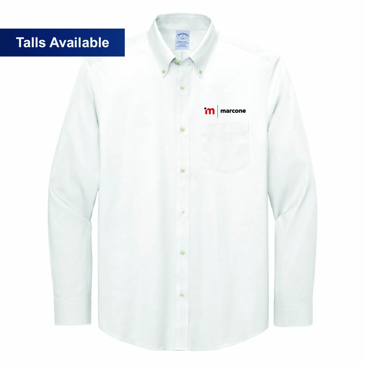 Brooks Brothers Men's Pinpoint Long Sleeve Shirt with Marcone Logo
