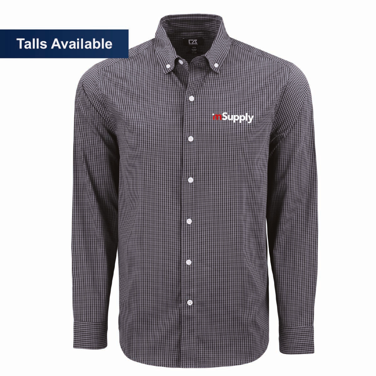 Cutter & Buck Men's Gingham Long Sleeve Dress Shirt with mSupply Logo