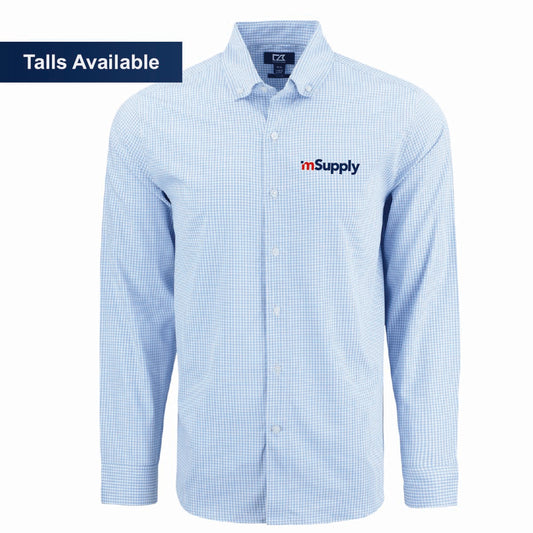 Cutter & Buck Men's Gingham Long Sleeve Dress Shirt with mSupply Logo