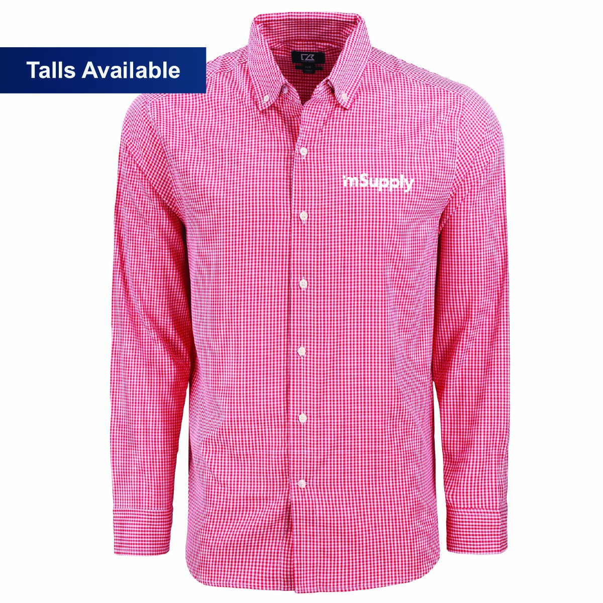Cutter & Buck Men's Gingham Long Sleeve Dress Shirt with mSupply Logo