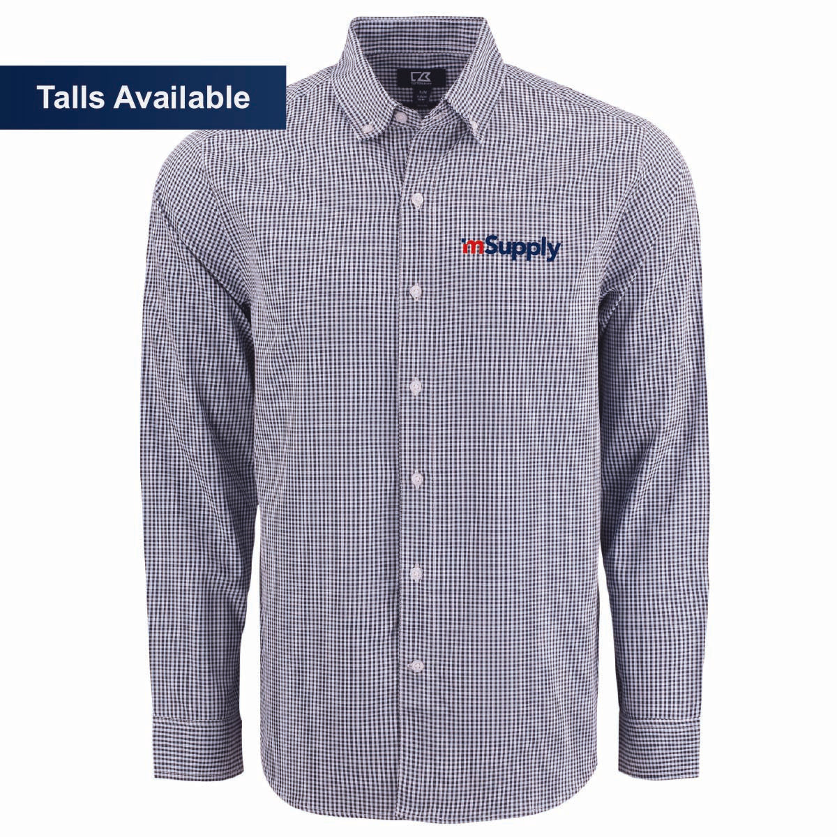 Cutter & Buck Men's Gingham Long Sleeve Dress Shirt with mSupply Logo