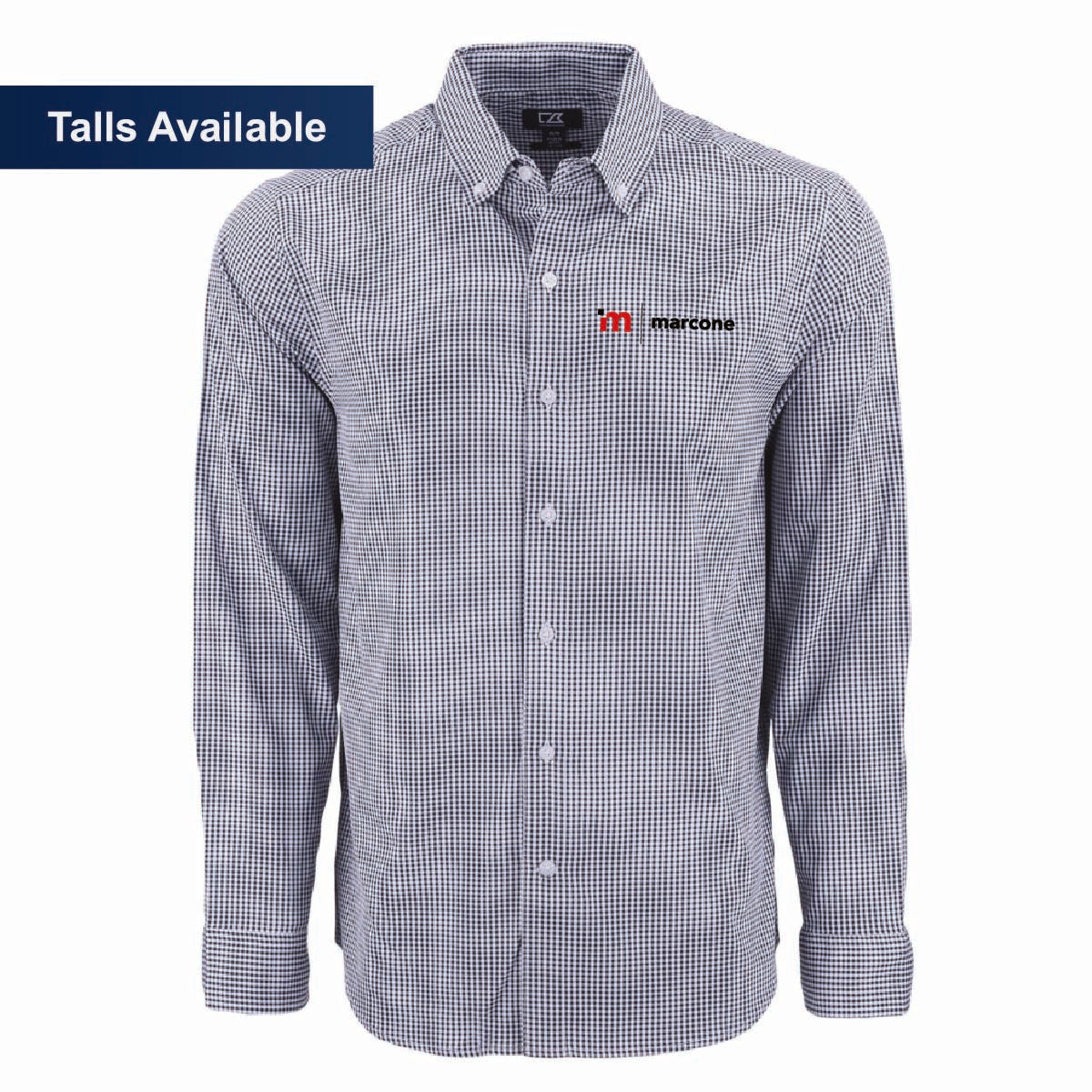 Cutter & Buck Men's Gingham Long Sleeve Dress Shirt with Marcone Logo