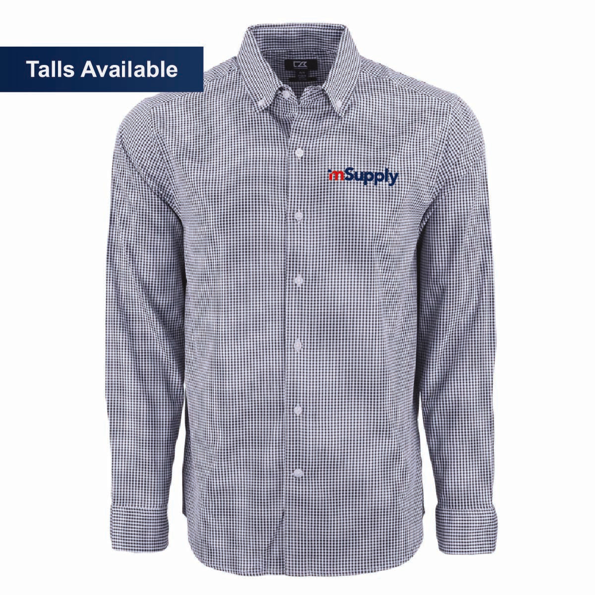 Cutter & Buck Men's Gingham Long Sleeve Dress Shirt with mSupply Logo