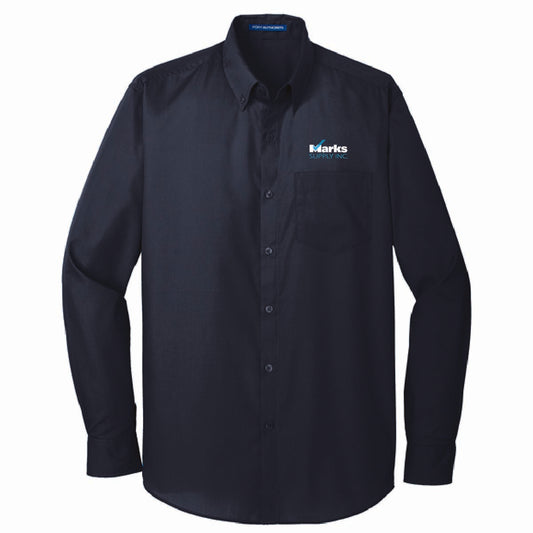Port Authority Men's Long Sleeve Poplin Shirt with Marks Supply Logo