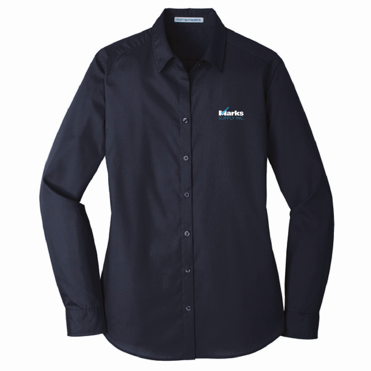 Port Authority Women's Long Sleeve Poplin Shirt with Marks Supply Logo