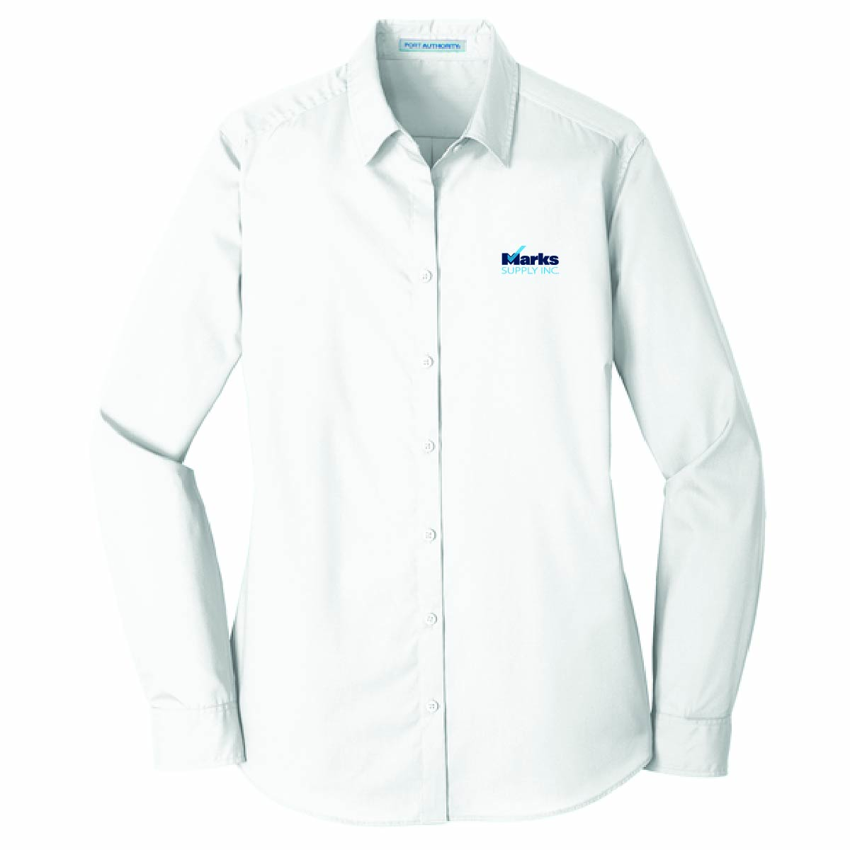 Port Authority Women's Long Sleeve Poplin Shirt with Marks Supply Logo