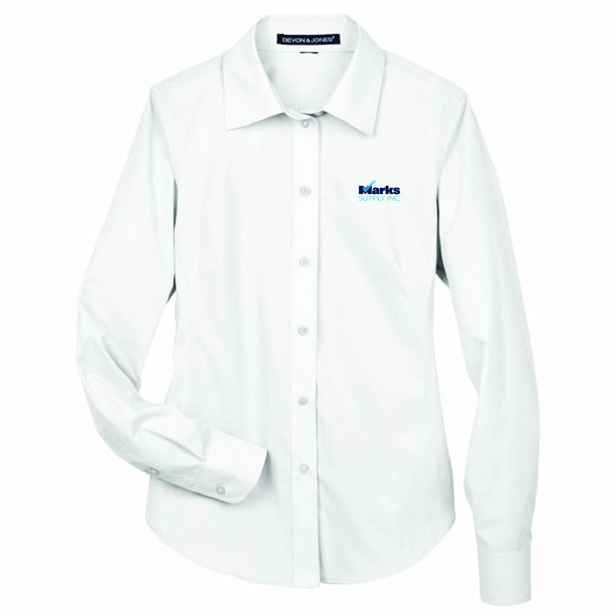 Devon & Jones Women's Broadcloth Woven Dress Shirt with Marks Supply Logo