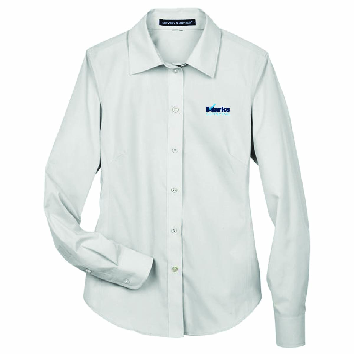 Devon & Jones Women's Broadcloth Woven Dress Shirt with Marks Supply Logo