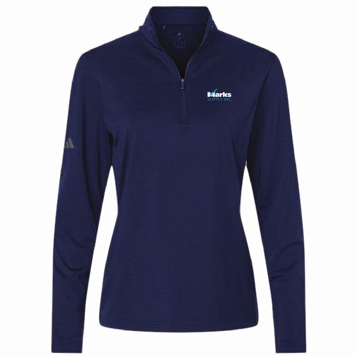 Adidas Women's Textured Stripe 1/4 Zip Pullover with Marks Supply Logo