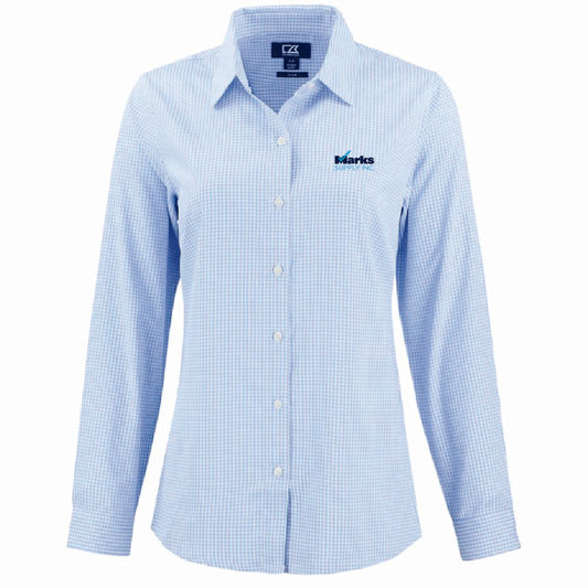 Cutter & Buck Women's Gingham Long Sleeve Dress Shirt with Marks Supply Logo