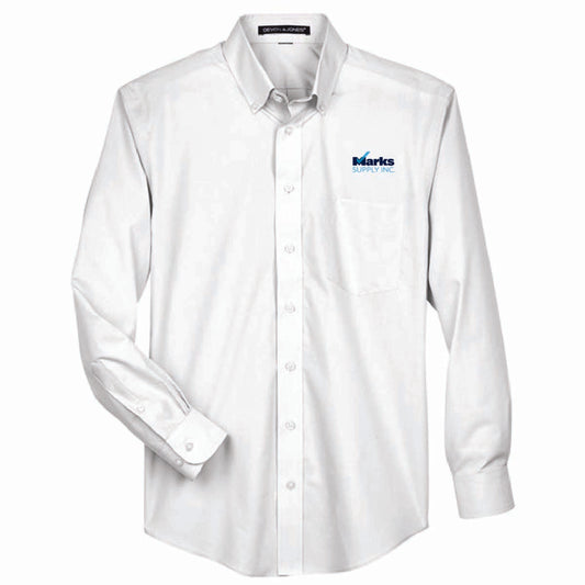 Devon & Jones Men's Broadcloth Woven Dress Shirt with Marks Supply Logo