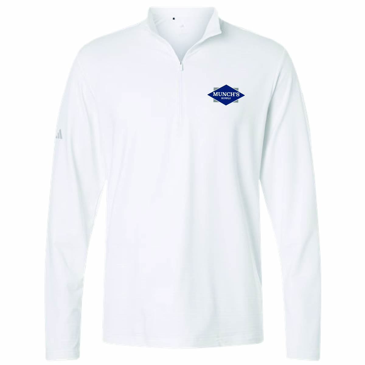 Adidas Men's Textured Stripe 1/4 Zip Pullover with Munch's Supply logo