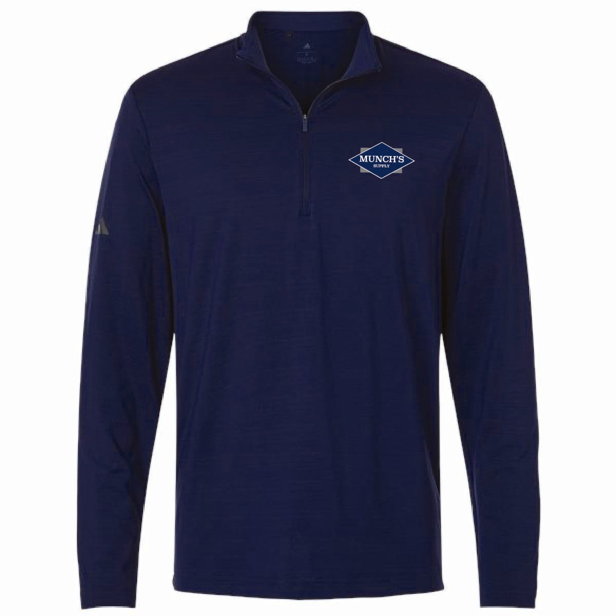 Adidas Men's Textured Stripe 1/4 Zip Pullover with Munch's Supply logo