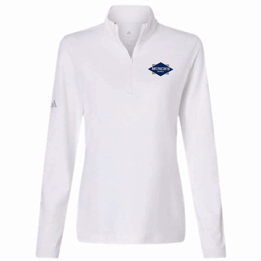 Adidas Women's Textured Stripe 1/4 Zip Pullover with Munch's Supply logo