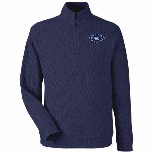 North End Men's Textured 1/4 Zip Pullover with Munch's Supply logo