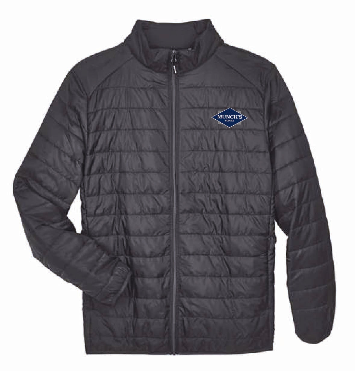 Core 365 Men's Packable Puffer Jacket with Munch's Supply logo