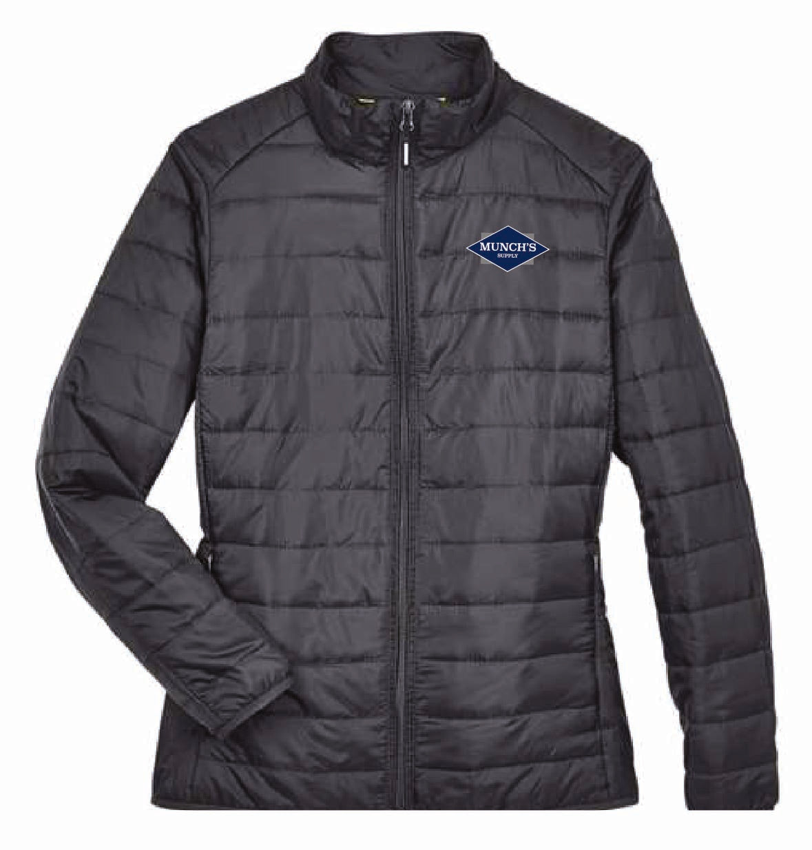 Core 365 Women's Packable Puffer Jacket with Munch's Supply logo