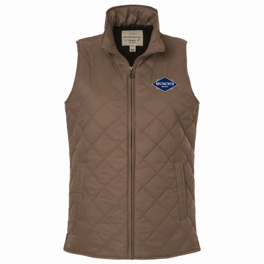 Weatherproof Women's Vintage Diamond Quilted Vest with Munch's Supply logo
