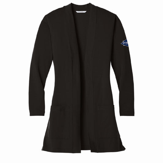 Port Authority Women's Long Pocket Knit Cardigan with Munch's Supply logo