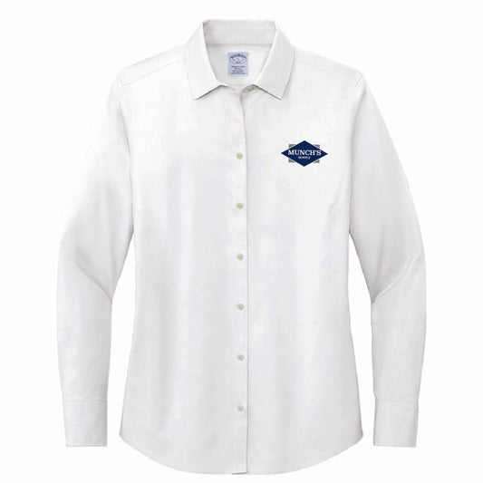 Brooks Brothers Women's Pinpoint Long Sleeve Shirt with Munch's Supply logo
