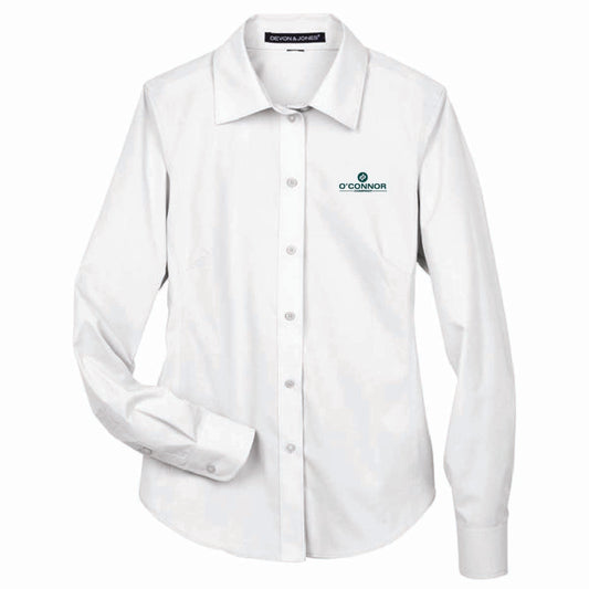 Devon & Jones Women's Broadcloth Woven Dress Shirt with O'Connor Logo