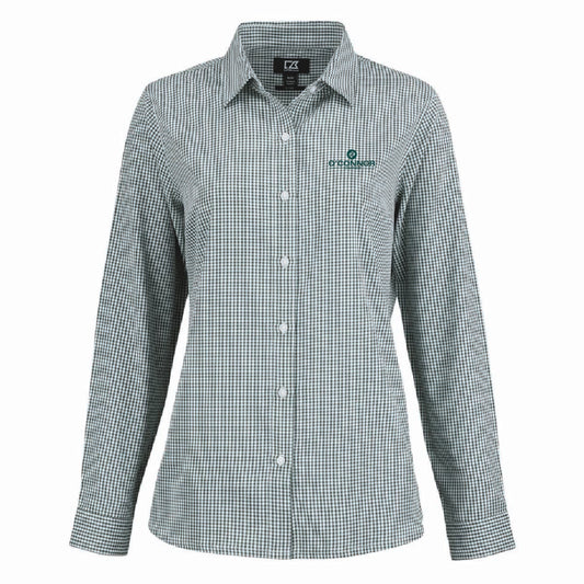Cutter & Buck Women's Gingham Long Sleeve Dress Shirt with O'Connor Logo