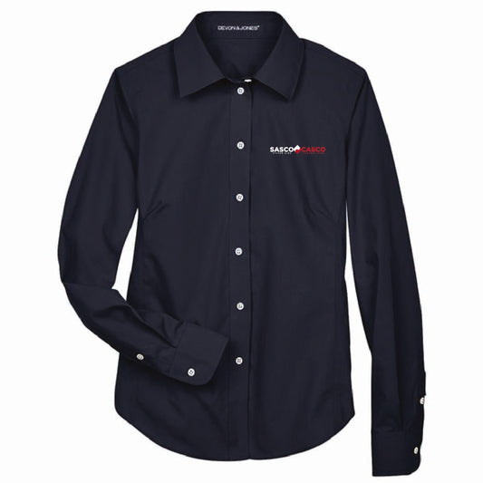 Devon & Jones Women's Broadcloth Woven Dress Shirt with SASCO/CASCO Logo