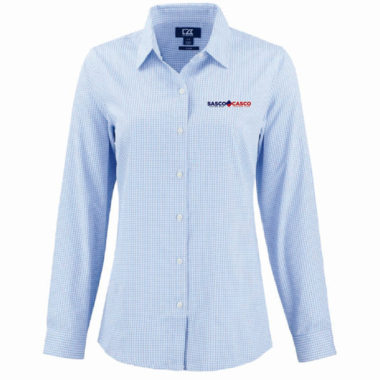 Cutter & Buck Women's Gingham Long Sleeve Dress Shirt with SASCO/CASCO Logo