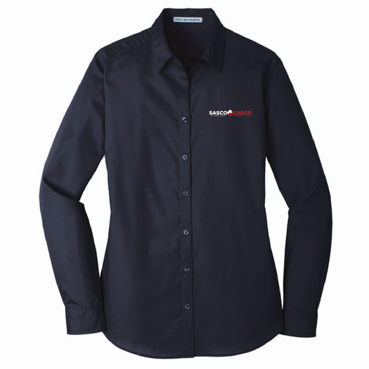 Port Authority Women's Long Sleeve Poplin Shirt with SASCO/CASCO Logo