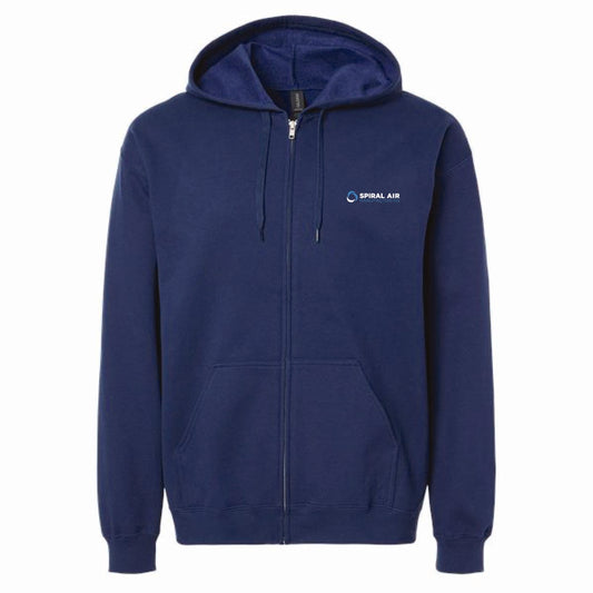 Gildan Unisex Full Zip Softstyle Hooded Sweatshirt with Spiral Air Logo