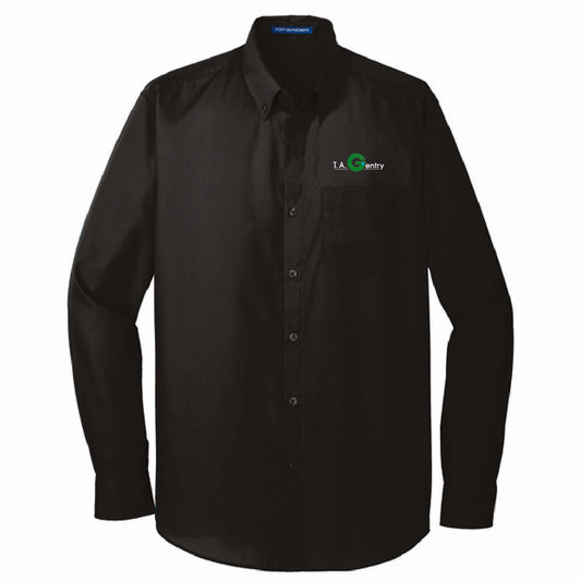 Port Authority Men's Long Sleeve Poplin Shirt with TA Gentry Logo
