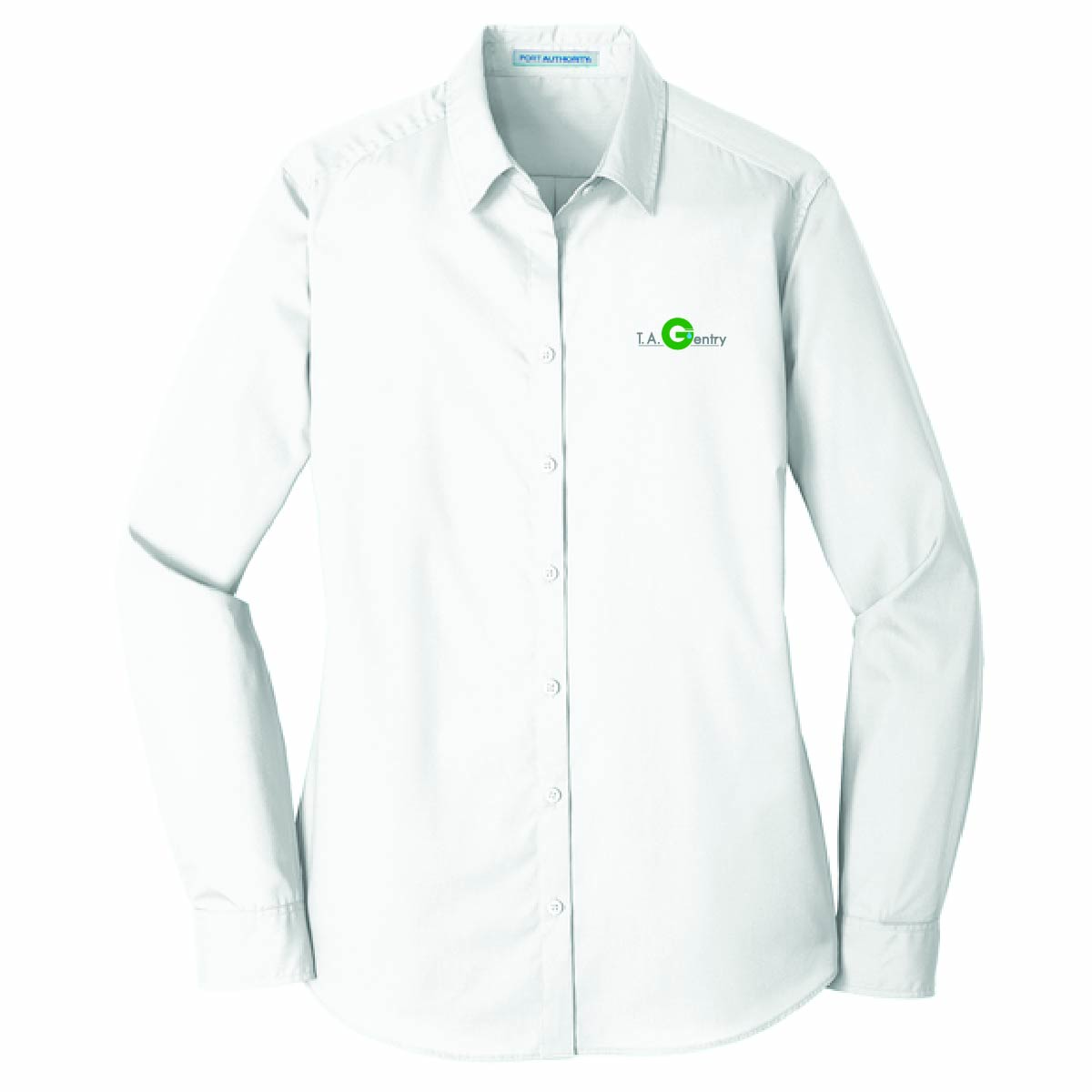 Port Authority Women's Long Sleeve Poplin Shirt with TA Gentry Logo