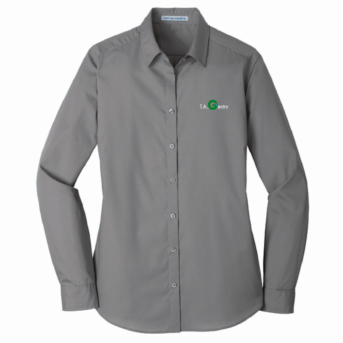 Port Authority Women's Long Sleeve Poplin Shirt with TA Gentry Logo