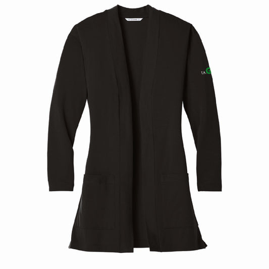 Port Authority Women's Long Pocket Knit Cardigan with TA Gentry Logo