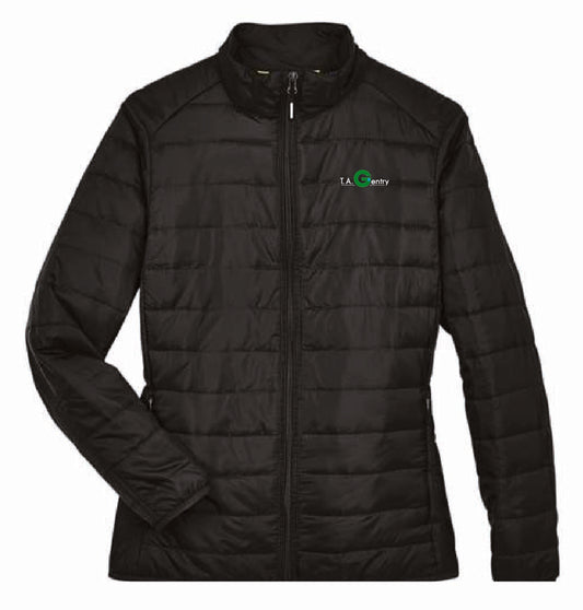 Core 365 Women's Packable Puffer Jacket with TA Gentry Logo