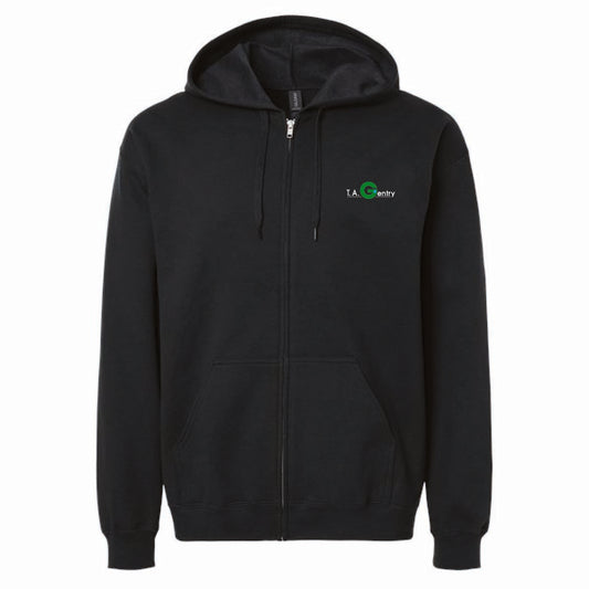 Gildan Unisex Full Zip Softstyle Hooded Sweatshirt with TA Gentry Logo