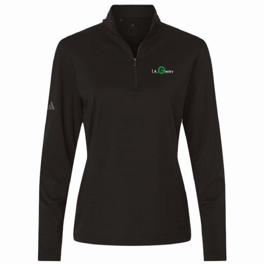 Adidas Women's Textured Stripe 1/4 Zip Pullover with TA Gentry Logo