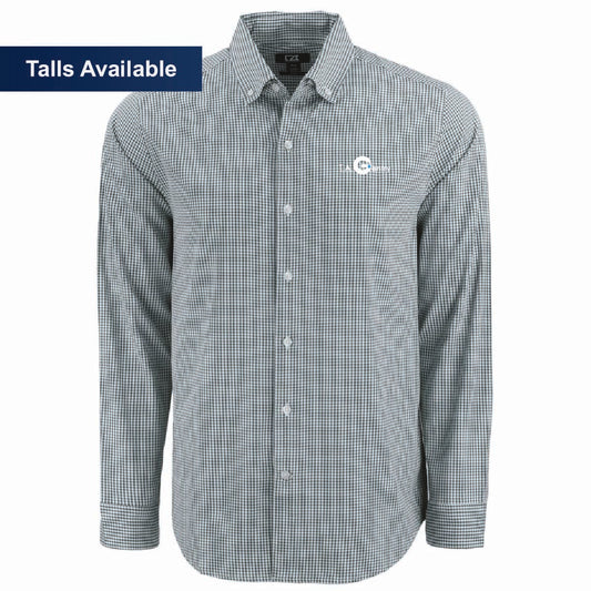 Cutter & Buck Men's Gingham Long Sleeve Dress Shirt with TA Gentry Logo