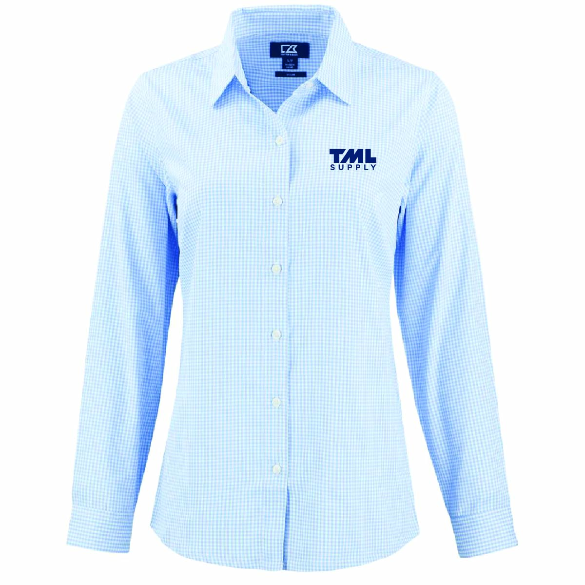 Cutter & Buck Women's Gingham Long Sleeve Dress Shirt with TML Supply Logo