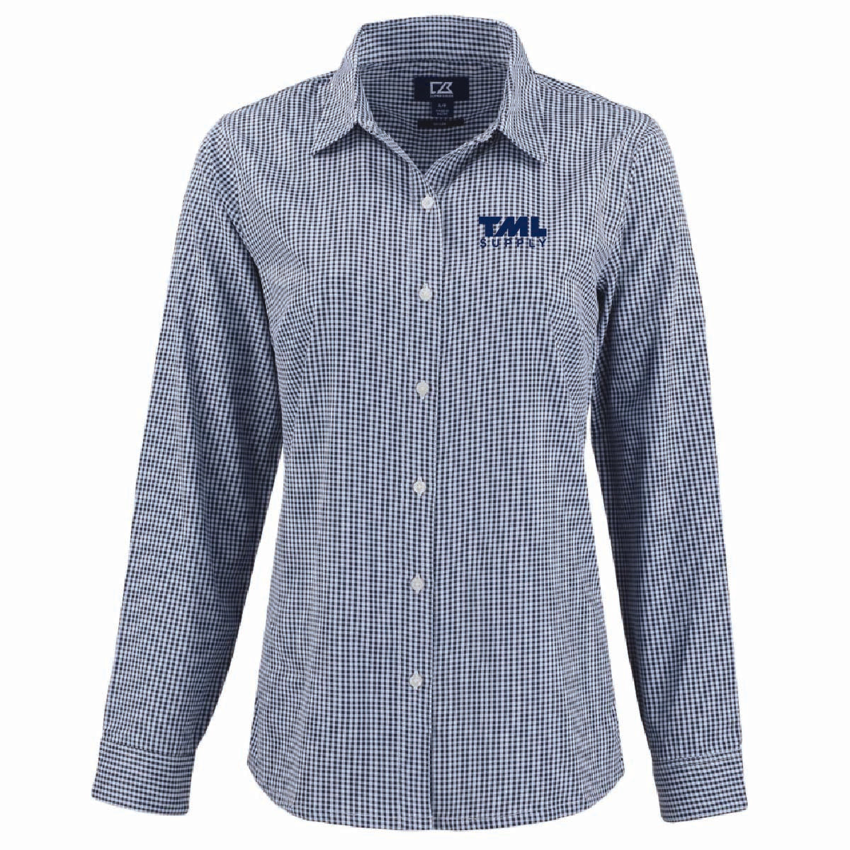 Cutter & Buck Women's Gingham Long Sleeve Dress Shirt with TML Supply Logo