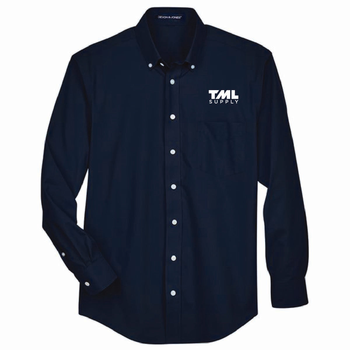 Devon & Jones Men's Broadcloth Woven Dress Shirt with TML Supply Logo