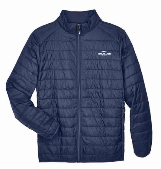 Core 365 Men's Packable Puffer Jacket with Total Air Supply Logo