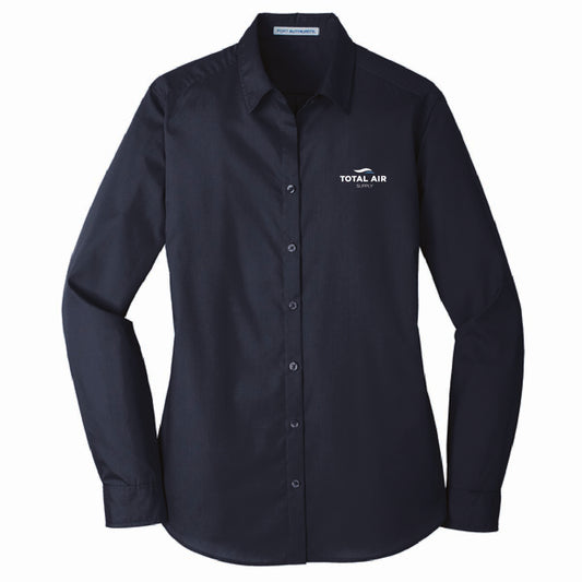 Port Authority Women's Long Sleeve Poplin Shirt with Total Air Supply Logo