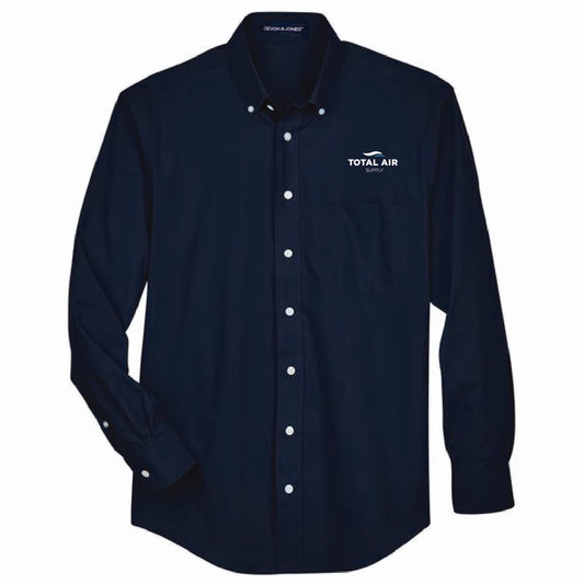 Devon & Jones Men's Broadcloth Woven Dress Shirt with Total Air Supply Logo