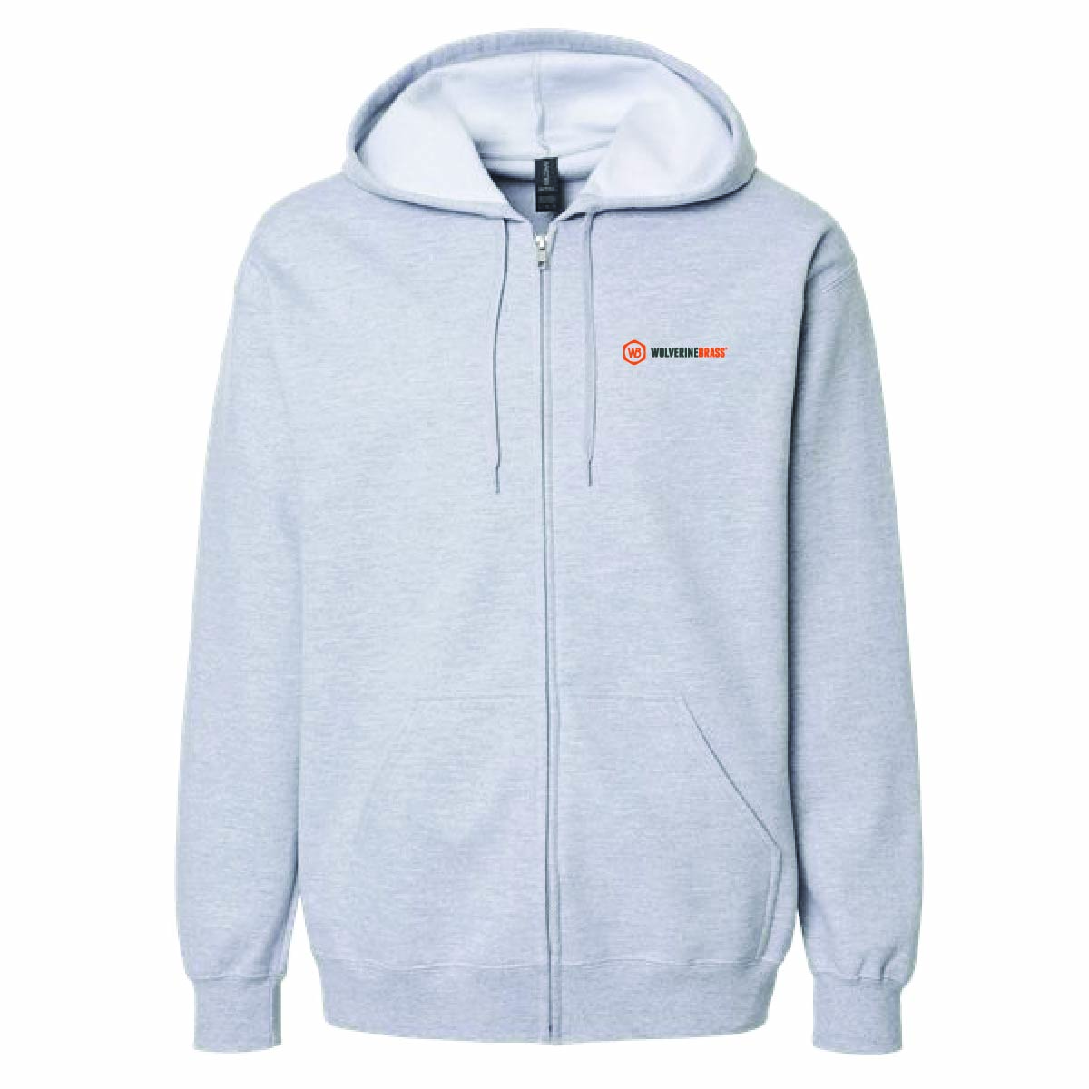 Gildan Unisex Full Zip Softstyle Hooded Sweatshirt with Wolverine Brass Logo