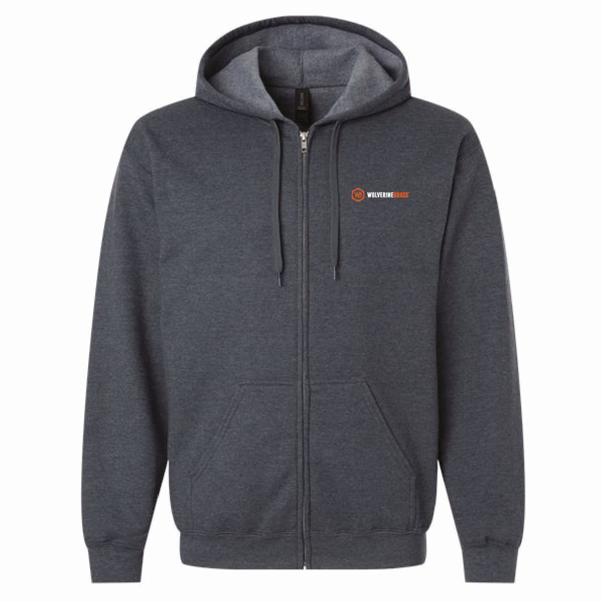 Gildan Unisex Full Zip Softstyle Hooded Sweatshirt with Wolverine Brass Logo