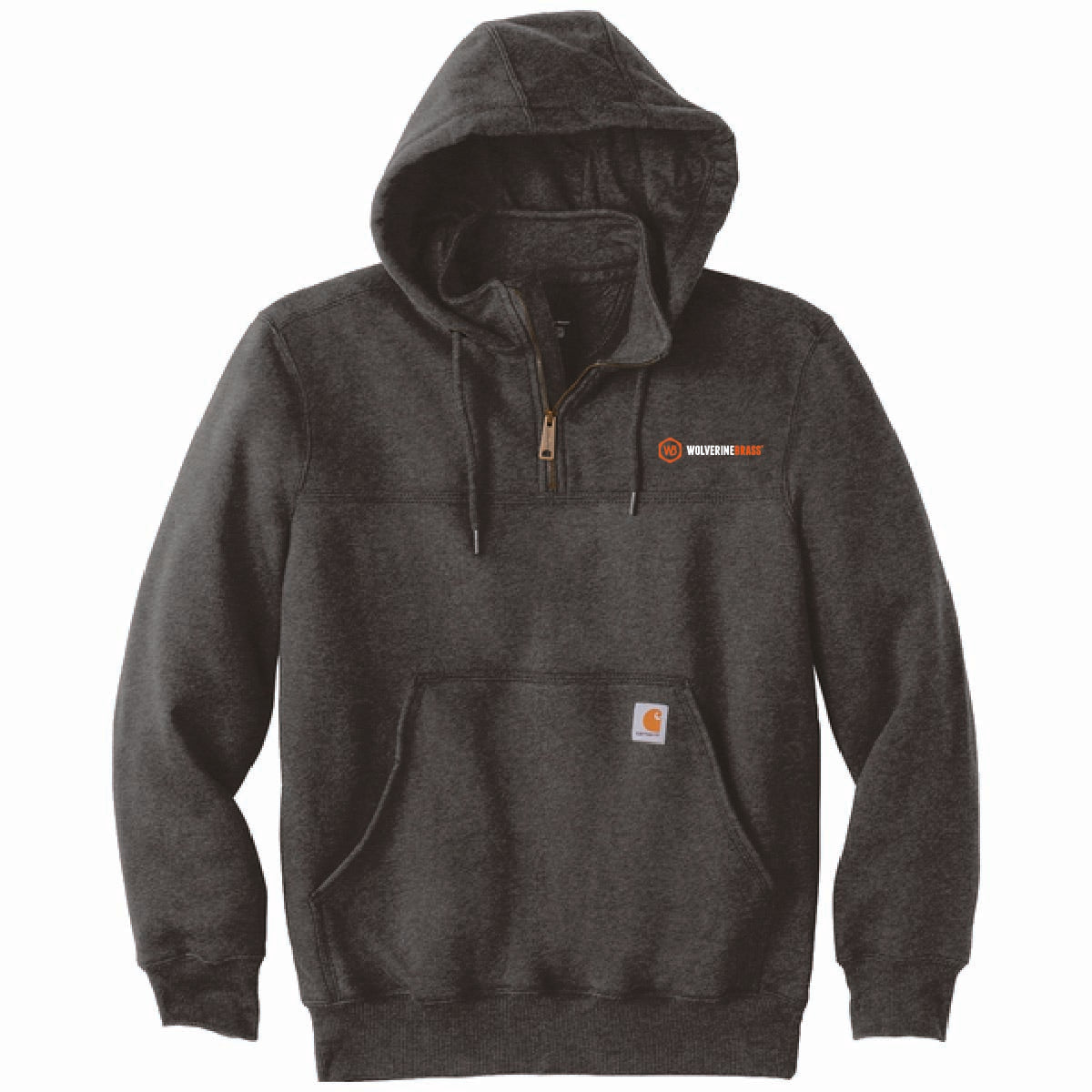 Carhartt Rain Defender Paxton Hooded Zip Mock Sweatshirt with Wolverine Brass Logo