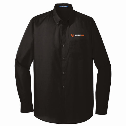 Port Authority Men's Long Sleeve Poplin Shirt with Wolverine Brass Logo