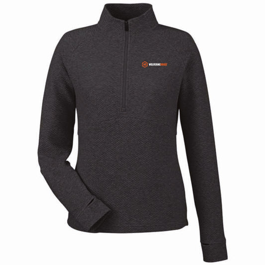 North End Women's Textured 1/4 Zip Pullover with Wolverine Brass Logo